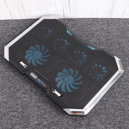 Silent Laptop Cooling Pad and RGB LED Display Adjustable Height Stand with 6 Fans USB Charging Ports for Efficient Cooling and Comfortable Use