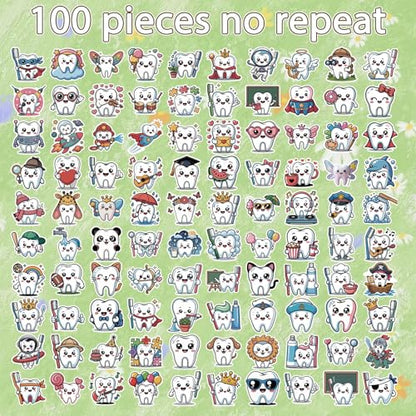 Cute Dental Tooth Stickers - 100 Pcs Tooth Dentist Water Bottle Stickers, Cartoon Waterproof Scrapbook Sticker, Vinyl Decals for Luggage Laptop Journal - style: Tooth Dentist