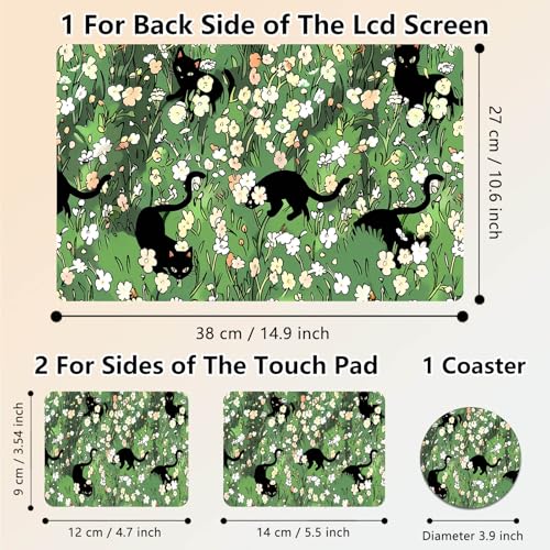 Laptop Skin Sticker Decal 15.6 Inch,12 13 13.3 14 15 15.6 in Laptop Netbook Skins for Notebook,Art Decal Removable Waterproof Scratch Resistant,Universal Vinyl Cover,Black Cat Floral - color: Black Cat Floral