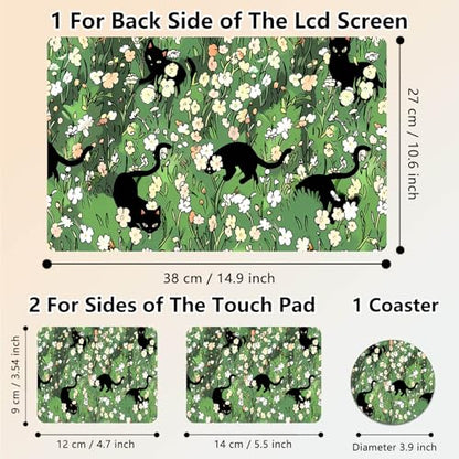 Laptop Skin Sticker Decal 15.6 Inch,12 13 13.3 14 15 15.6 in Laptop Netbook Skins for Notebook,Art Decal Removable Waterproof Scratch Resistant,Universal Vinyl Cover,Black Cat Floral - color: Black Cat Floral
