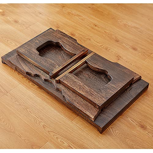 Foldable Wooden Laptop Desk, Breakfast in Bed Serving Tray, Japanese Floor Table for Tea & Coffee, Portable Antique Meditation Altar(19.7”x11.8”x9.1”) - size: 19.7”x11.8”x9.1”