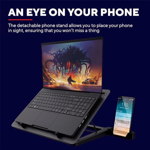 Trust Gaming GXT 1125 Quno Laptop Cooling Stand - Laptops up to 17.3 inch, 5 Blue Illuminated Fans, Adjustable Angle, Computer Cooler - Black