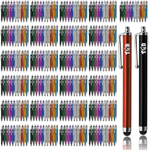 TCD 500 Pack Stylus Pen for iPad, High Precision Universal Capacitive Bulk Digital Stylus Pen – Compatible w/iPhone, Tablet, Touchscreen Laptop – Rubber Tip Styluses for All Touch Screen Device, Multi - color: Multi Mixed, size: Pack of 500