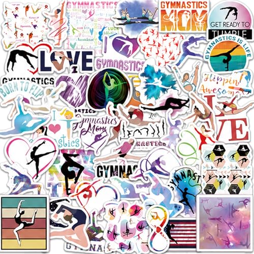 DETICKERS Gymnastics Stickers for Girls Teen Gymnasts 55 PCS Waterproof Vinyl Sports Stickers Gifts - style: Gymnastics
