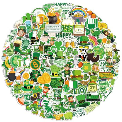 XZENTIRA 105 PCS St Patricks Day Stickers, Vinyl Waterproof Shamrock Stickers Irish Day Decals, St Patricks Day Decorations Party Supplies, Spring Stickers for Water Bottle Laptop Gift Crafts Windows - style: St. Patricks Day