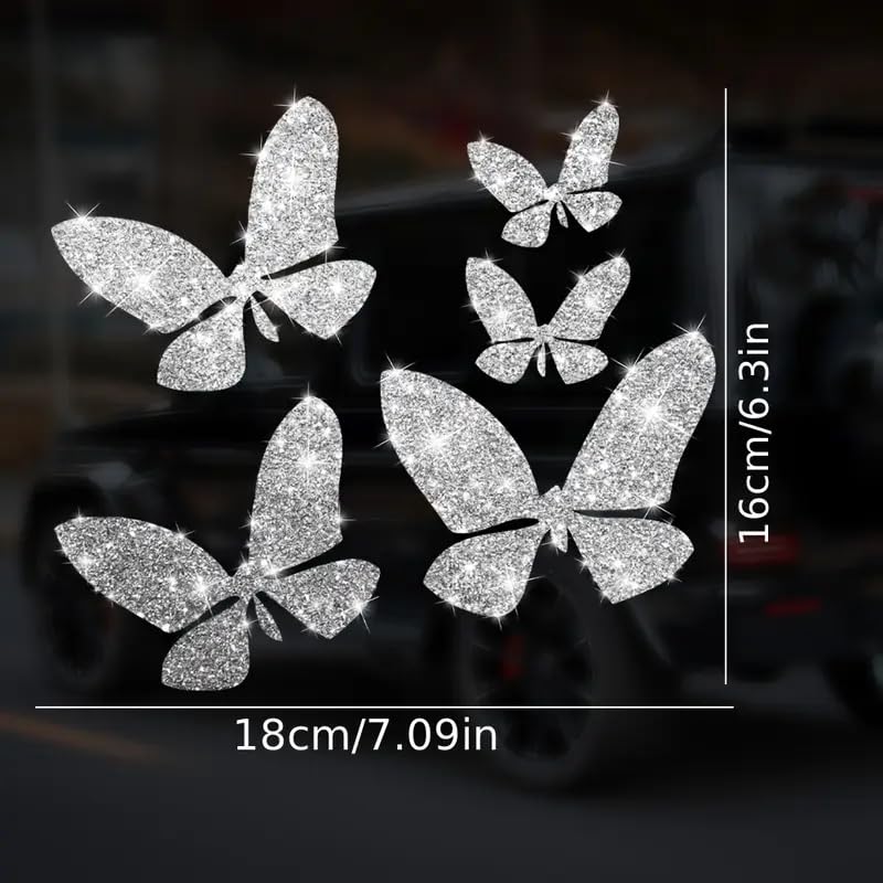 2pcs Sparkling Butterfly Sunflower Self-Adhesive PVC Rainbow Glittery Decal Sticker for Cars, Laptops, Trucks, Motorcycles Wall Window Luggage Scratch Cover Door Multi-Surface Decor Sticker