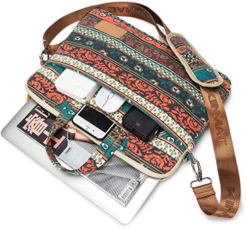 Kinmac New Bohemian 360° Protective Water Resistant Canvas Laptop Shoulder Messenger Sleeve Briefcase case Bag For MacBook Air 13 inch,iPad Pro 13 inch,MacBook Pro14 inch and 13 inch-14 inch Laptop - color: Bohemian, size: 13 inch-14 inch