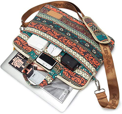 Kinmac New Bohemian 360° Protective Water Resistant Canvas Laptop Shoulder Messenger Sleeve Briefcase case Bag For MacBook Air 13 inch,iPad Pro 13 inch,MacBook Pro14 inch and 13 inch-14 inch Laptop - color: Bohemian, size: 13 inch-14 inch