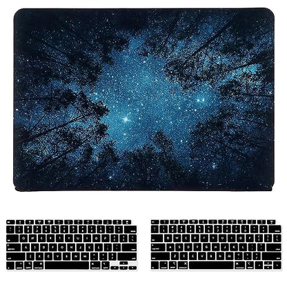 Case for MacBook Air 13 inch M1 A2337 A2179 A1932 2022 2021-2018 Release, Soft-Touch Plastic Hard Cover & Keyboard Cover Compatible Mac Air 13.3 with Retina Display Touch ID, Forest Starry - color: Blue
