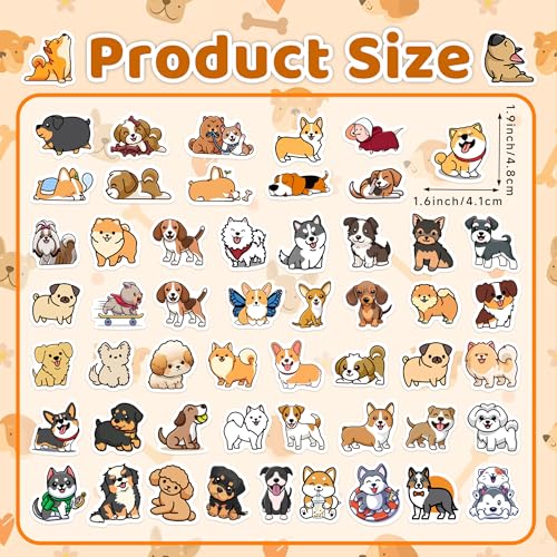 65 Pcs Cute Dogs Water Bottle Stickers for Kids, Vinyl Waterproof Animal Decals for Classroom School, Students Teachers Supplies Prizes for Kids Teen Girls - color: Non-luminescent-356kshr