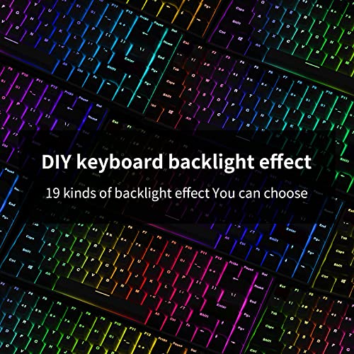Newmen GM840 Mechanical Keyboard,Wireless/Wired/Bluetooth Gaming Keyboard | Mechanical Keyboard,Wireless/Wired/Bluetooth Gaming Keyboard,75%,RGB Backlit,Hot Swappable,Compact,Computer,PC,Blue Switch - color: Grey/White/Red, size: Blue Switch