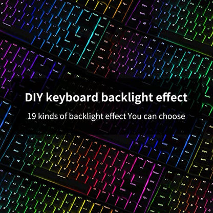 Newmen GM840 Mechanical Keyboard,Wireless/Wired/Bluetooth Gaming Keyboard | Mechanical Keyboard,Wireless/Wired/Bluetooth Gaming Keyboard,75%,RGB Backlit,Hot Swappable,Compact,Computer,PC,Blue Switch - color: Grey/White/Red, size: Blue Switch