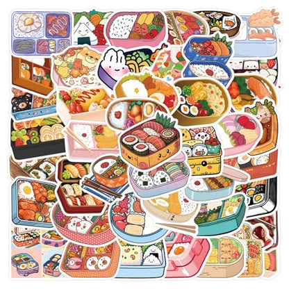 55 Pcs Cute Bento Box Stickers, Japanese Food Stickers, 2.16 Inch Waterproof Vinyl Stickers for Journals, Water Bottles, Laptops, Scrapbooking (Bento Box) - color: Bento Box