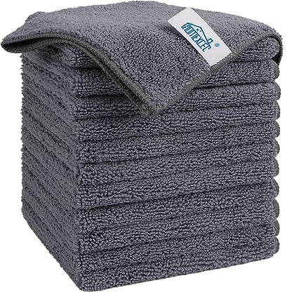HOMEXCEL Grey Microfiber Cleaning Cloth, 12 Pack Premium Microfiber Towels for Cars, Lint Free, Scratch-Free, Highly Absorbent, Reusable Cleaning Rags for Car, Household, Kitchen, Window, 11.5"X11.5" - color: Grey