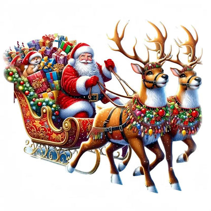 Christmas Santa Claus Reindeer Gift PVC Vinyl Car Decals Stickers Waterproof Self-Adhesive Decals for Cars, Laptops, Trucks, Motorcycles Wall Window Luggage Scratch Cover Door Decor Sticker