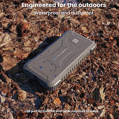 Rugged & Waterproof 20000mah 18W USB-C PD Power Bank. Extreme Tactical Portable Charger Heavy Duty, Camping, Outdoor with Flashlight. Compatible with iPhone, Samsung, iPad, Android, Galaxy