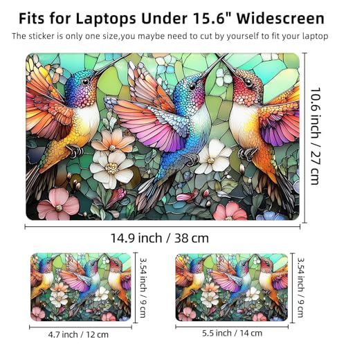 Aesthetic Laptop Skin Cover,12-15.6 Inch Universal Vinyl Sticker Decal,Waterproof Scratch-Resistant Notebook Wrap,Removable Residue-Free Protector,Hummingbird Floral Mosaic - color: Hummingbird Floral Mosaic
