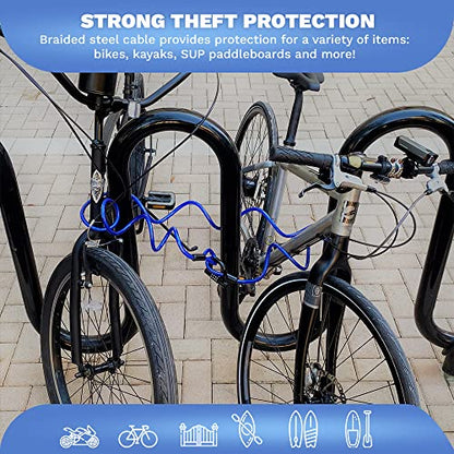 DocksLocks Anti Theft Steel Cable U-Lock, 25ft, Weatherproof, Cut Proof, Easy to Use, Lightweight - size: 25ft