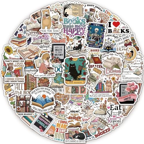 MiStar 110 PCS Book Stickers for Kindle, Bookish Reading Literary Quote Lover for Water Bottles Phone Case Laptops Gifts Decal Decor for Teens Women Adults Bookworm Readers - color: Bookish