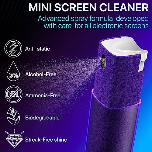 IO CLEAN Mini Screen Cleaner Spray – Finger Proof Screen Cleaner for Smartphones, iPads, MacBooks, Laptops, Car Screens, Touchscreens – 3in1 Mist Cleaner, Microfiber Cloth and Protective Cover (Cream) - color: Cream
