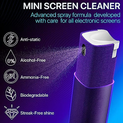 IO CLEAN Mini Screen Cleaner Spray – Finger Proof Screen Cleaner for Smartphones, iPads, MacBooks, Laptops, Car Screens, Touchscreens – 3in1 Mist Cleaner, Microfiber Cloth and Protective Cover (Cream) - color: Cream