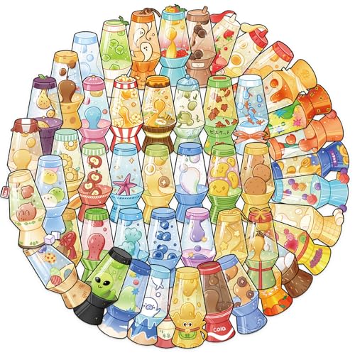 50pcs Lava lamp Stickers for Laptop Water Bottles, Transparent PET Waterproof Adhesive Lava Light Decals for Trackpads Skateboards Luggage Water Bottles Cars Bumpers(Colourful-B9) - color: Colourful-b9