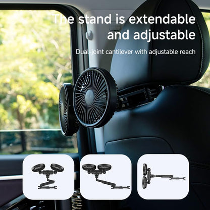Pelidox Car Fan for Backseat - 3 Speeds 360° Rotation Dual Head USB Back Seat Cooling Fan Kids Baby Quiet Fan with LED Display for Almost Vehicle Jeep Van RV Truck - size: Large