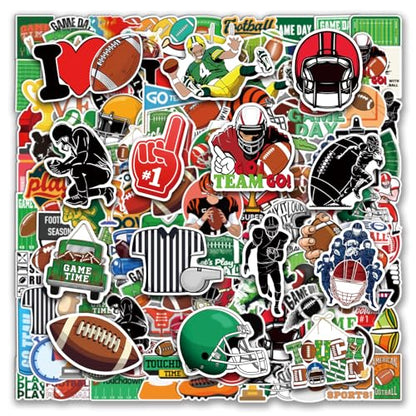 XZENTIRA 105 PCS Football Stickers Water Bottle Bulk Vinyl American Stickers for Laptop Skateboard Scrapbook Supplies Football Gifts Party Favors - style: Football
