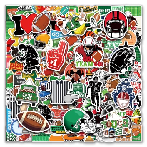 XZENTIRA 105 PCS Football Stickers Water Bottle Bulk Vinyl American Stickers for Laptop Skateboard Scrapbook Supplies Football Gifts Party Favors - style: Football