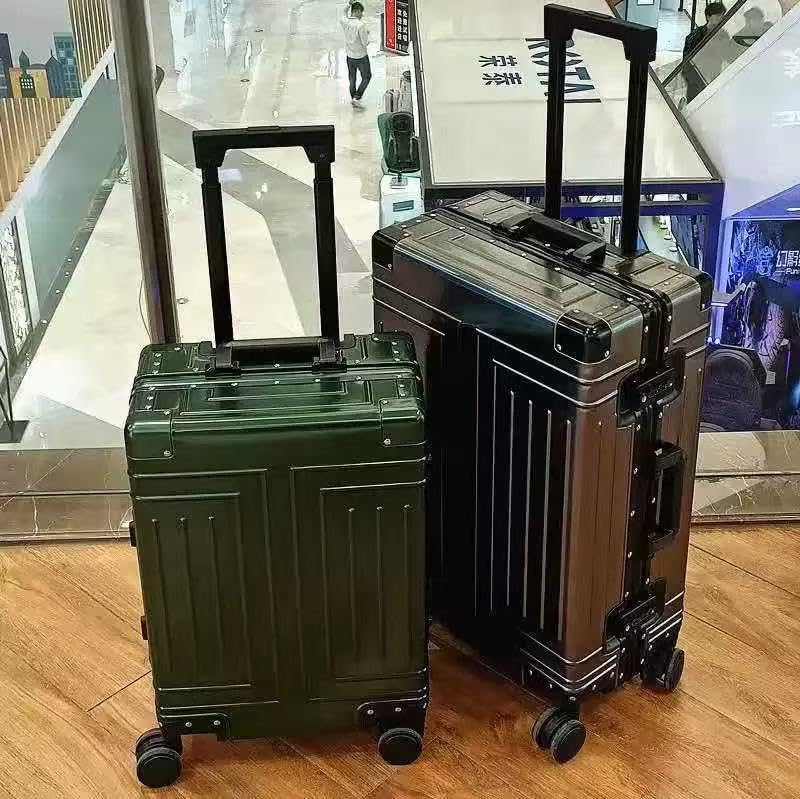 Aluminum Magnesium 24inch Luggage，Cut from Whole Aluminum Sheet，（3rd Generation，Metal zipperless suitcase ） (grey, 24inch) - color: grey, size: 24 inch
