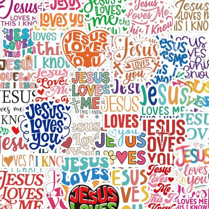 Jesus Loves You Stickers - 100 Pcs Christian Religious Stickers for Adults, Colorful Waterproof Religion Sticker for Scrapbook Journal Laptop Card Water Bottle, Sunday School Party Favor - style: Jesus Loves You