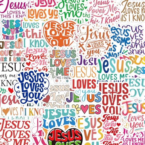 Jesus Loves You Stickers - 100 Pcs Christian Religious Stickers for Adults, Colorful Waterproof Religion Sticker for Scrapbook Journal Laptop Card Water Bottle, Sunday School Party Favor - style: Jesus Loves You