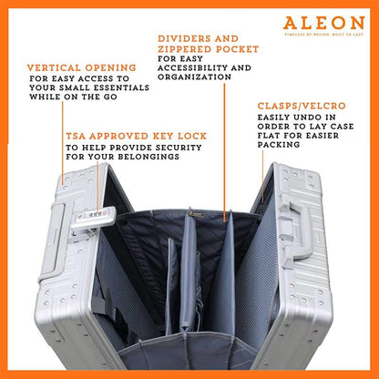 All-Aluminum 21" Vertical Carry-On Business Briefcase, TSA-Approved Hardshell Case, Spinner Wheels, Laptop Compartment, Aluminum Frame Cabin Bag for Travel & Business, Durable & Sleek (Platinum) - color: Platinum