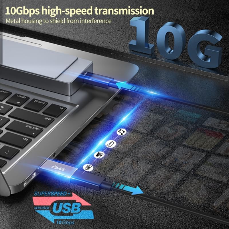 [10Gbps 2 Pack] USB C Female to USB A Male Adapter - USB 3.2 Converter High Speed 10Gbps Data Transfer & 60W Fast Charging, Compatible with Apple/iPhone/iPad - color: Single-Chip Black