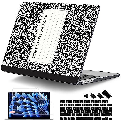 DONGKE for MacBook Air 13 Inch Case M5 2026 M4 2025 M3 M2 2024-2022 A3449 A3240 A3113 A2681, Plastic Hard Shell & Keyboard Cover & Screen Film for MacBook Air 13.6 Inch Case - Composition Book - color: Composition Book