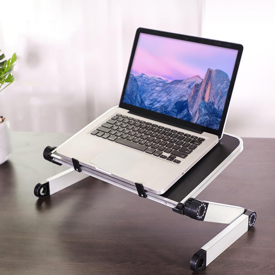 jojofuny Standing Desk Accessory Ergonomic Laptop Holder Adjustable Laptop Table Stand Ventilated Tablet Mount Sandblasted Construction Multi-Angle Viewing