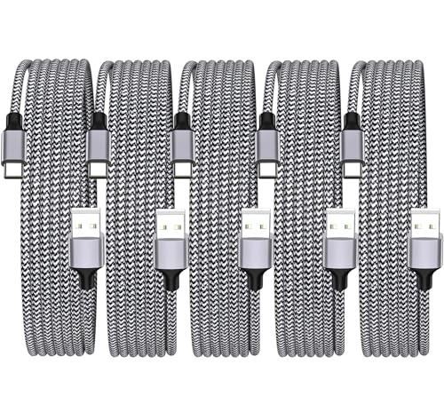 Apple MFi Certified 5Pack iPhone 17 Charger Cable, USB C Fast Charging Cord | Linocell 60W USB A to USB C Braided Cord USB Type C Cable for iPhone 17/17 Pro/17 Pro Max/16 Pro/15/Galaxy S26/S25/Pixel/iPad - color: Black
