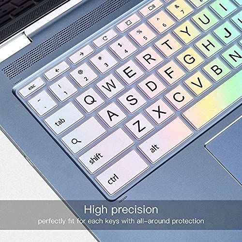 Keyboard Cover for HP x360 14" Chromebook, 14-db/ca/ak/DA 14B-CA 14a-na, 14 G2 G3 G4 G5, HP Chromebook 11 G2, G3, G4, G5, G6 EE G7EE Keyboard Skin, Colorful Rainbow - color: Colorful Rainbow
