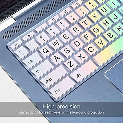 Keyboard Cover for HP x360 14" Chromebook, 14-db/ca/ak/DA 14B-CA 14a-na, 14 G2 G3 G4 G5, HP Chromebook 11 G2, G3, G4, G5, G6 EE G7EE Keyboard Skin, Colorful Rainbow - color: Colorful Rainbow