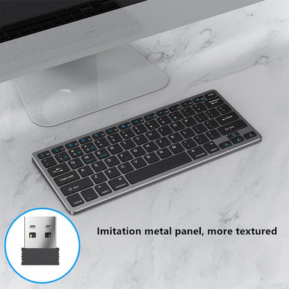 Portable Wireless Keyboard and Mouse Combo, Bluetooth 3.0/5.0/2.4G, Multi-Device pc,Laptop,Phone,Windows,iOS,Android Compatible, Rechargeable,78KEY,11.2inch Length (Sliver) - color: Sliver