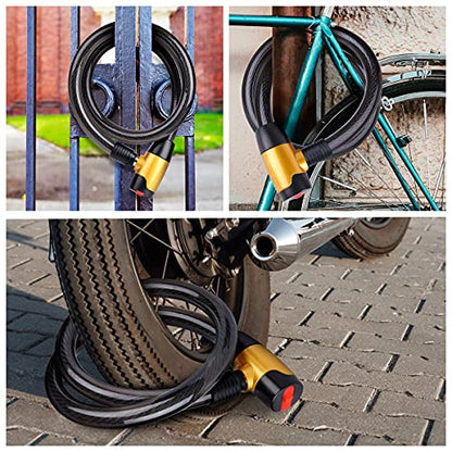 4FT x 23 mm Bike Cable Lock with Keys, Anti-Theft Security Bike Lock | Cut-Resistant Steel, Weatherproof & Rustproof, Heavy-Duty Bike locks for Motorcycles, E-Bikes, Scooters, Bicycles, Gates