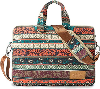 Kinmac New Bohemian 360° Protective Water Resistant Canvas Laptop Shoulder Messenger Sleeve Briefcase case Bag For MacBook Air 13 inch,iPad Pro 13 inch,MacBook Pro14 inch and 13 inch-14 inch Laptop - color: Bohemian, size: 13 inch-14 inch
