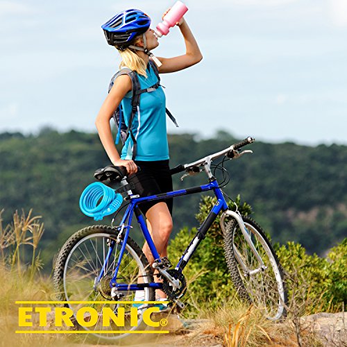 Etronic Bike Lock M6, Cable Lock 6 Feet Long Coiled Security Resettable Combo Combination Lock Bicycle Lock with Mounting Bracket - color: Blue