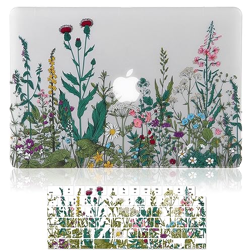 Case for MacBook Air 13-inch Laptop M5 M4 M3 M2 A3449 A3240 A3113 A2681 2026-2022 Release with Touch ID, 3D Effect Matte Clear See Through Hard Cover&Keyboard Cover, Garden Flowers - color: Clear