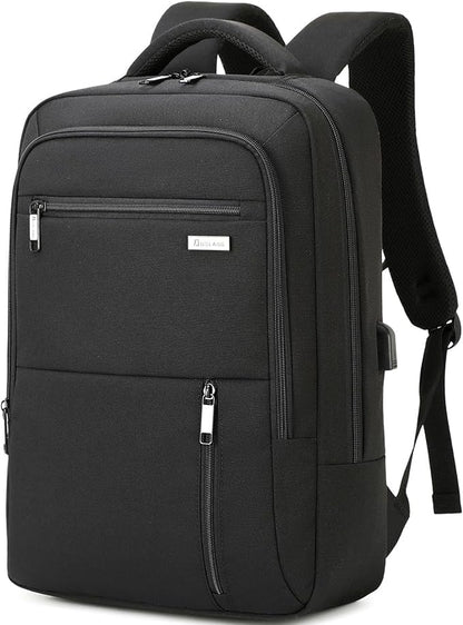 15.6 Inch Laptop Backpack for Travel Water Resistant College Backpack for Men Women Laptop Bag with USB Charging Port Business Backpack,Black
