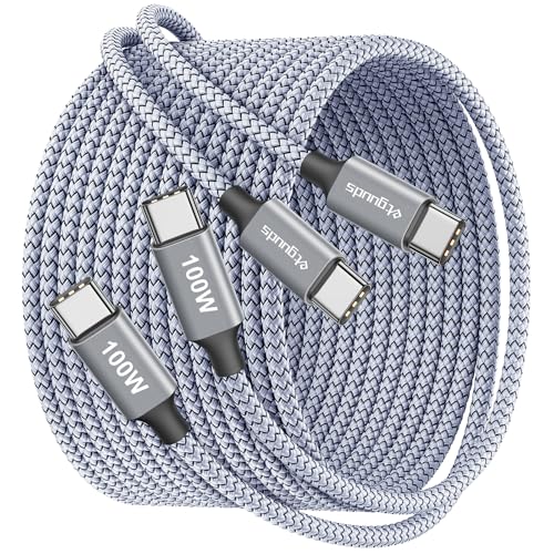 etguuds 100W USB C to USB C Cable 10ft, 2-Pack Fast Charging Cord Type C | for USBC MacBook iPad Charger, iPhone 17 16 15 Pro Max/Plus Air, Samsung Galaxy S26 S25 S24 Ultra, Pixel 10 10a 9a 9 - size: 10ft