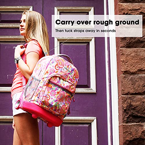 J World Sunrise Kids Rolling Backpack with Wheels for Girls Boys, Roller Bookbag for School, 18 x 13 x 9 Inches, Flamingo - color: Flamingo