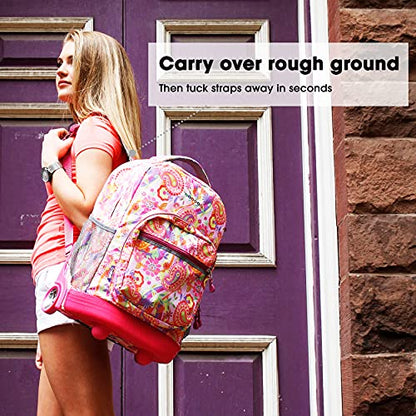 J World Sunrise Kids Rolling Backpack with Wheels for Girls Boys, Roller Bookbag for School, 18 x 13 x 9 Inches, Flamingo - color: Flamingo