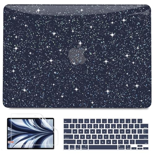 B BELK Compatible with MacBook Air 13 inch Case M5 2026-2022 M4 M3 M2 A3449 A3240 A3113 A2681, Plastic Hard Shell+ Keyboard Cover + Screen Protector for MacBook Air 13.6 inch Case, Shiny Midnight - color: Shiny Midnight