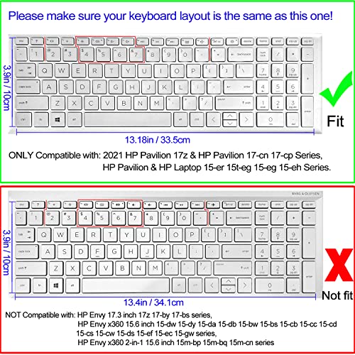 Keyboard Cover for 15.6 HP Laptop 15-fc 15-fd 15t-fd 15z-fc Series, HP Pavilion 15-eg 15t-eg 15-eh 15-er, 17z-ca 17-cn 17-cp 17z-cp Series, Flamingo - color: Flamingo
